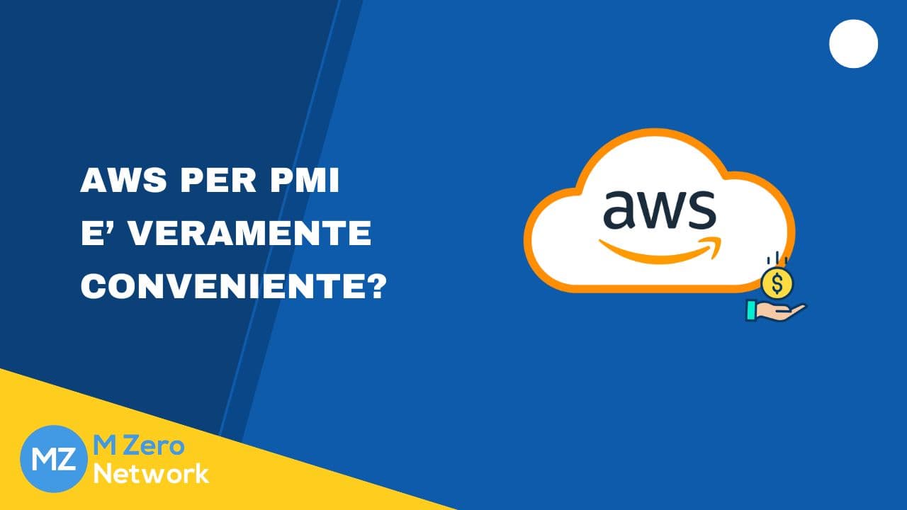Copertina «AWS per PMI è veramente conveniente?», con il logo AWS e l’icona di una mano con delle monete