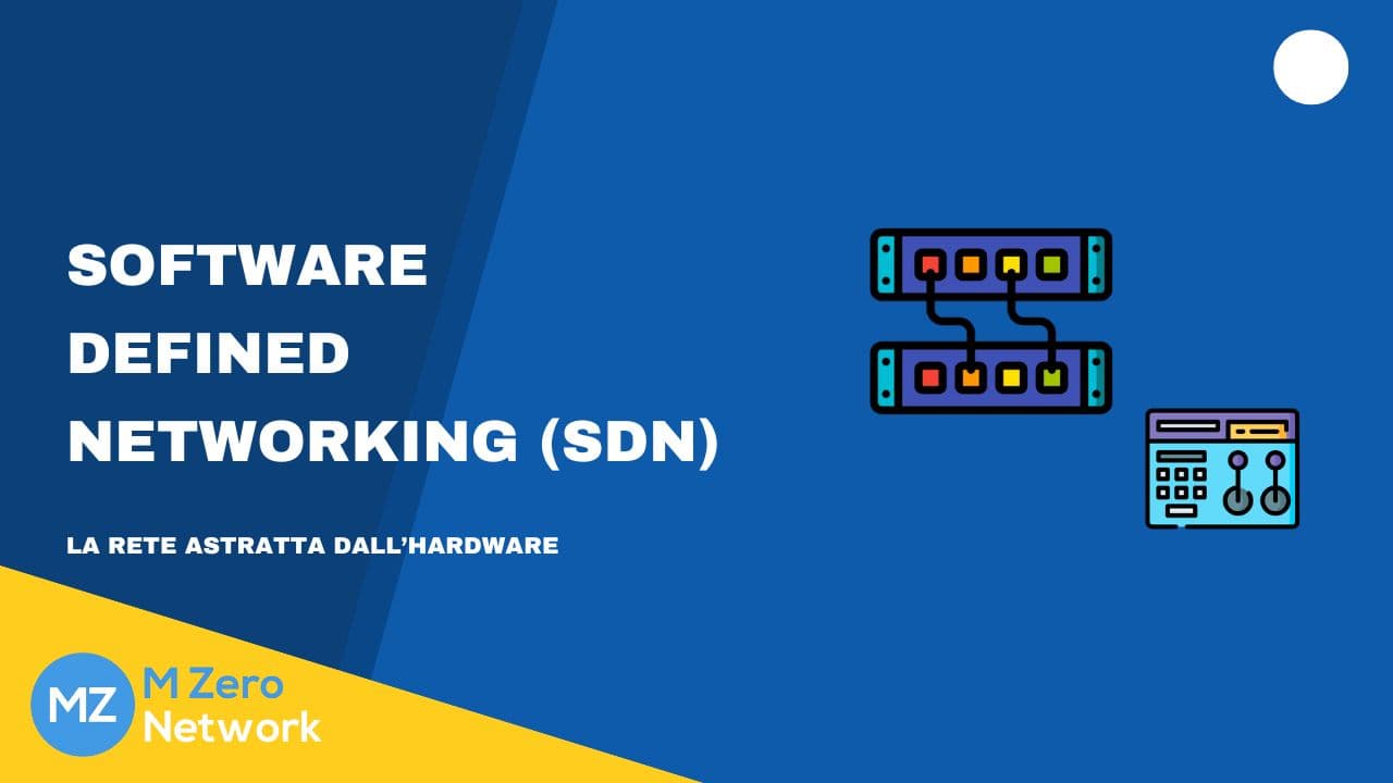 Copertina «Software Defined Networking (SDN): la rete astratta dall’hardware», con le icone di due switch e di un pannello di controllo
